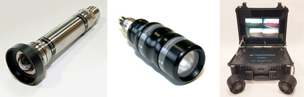 Von links nach rechts: C3 Compact Subsea Camera, L3 Subsea LED Lighting und Hydra Video Control